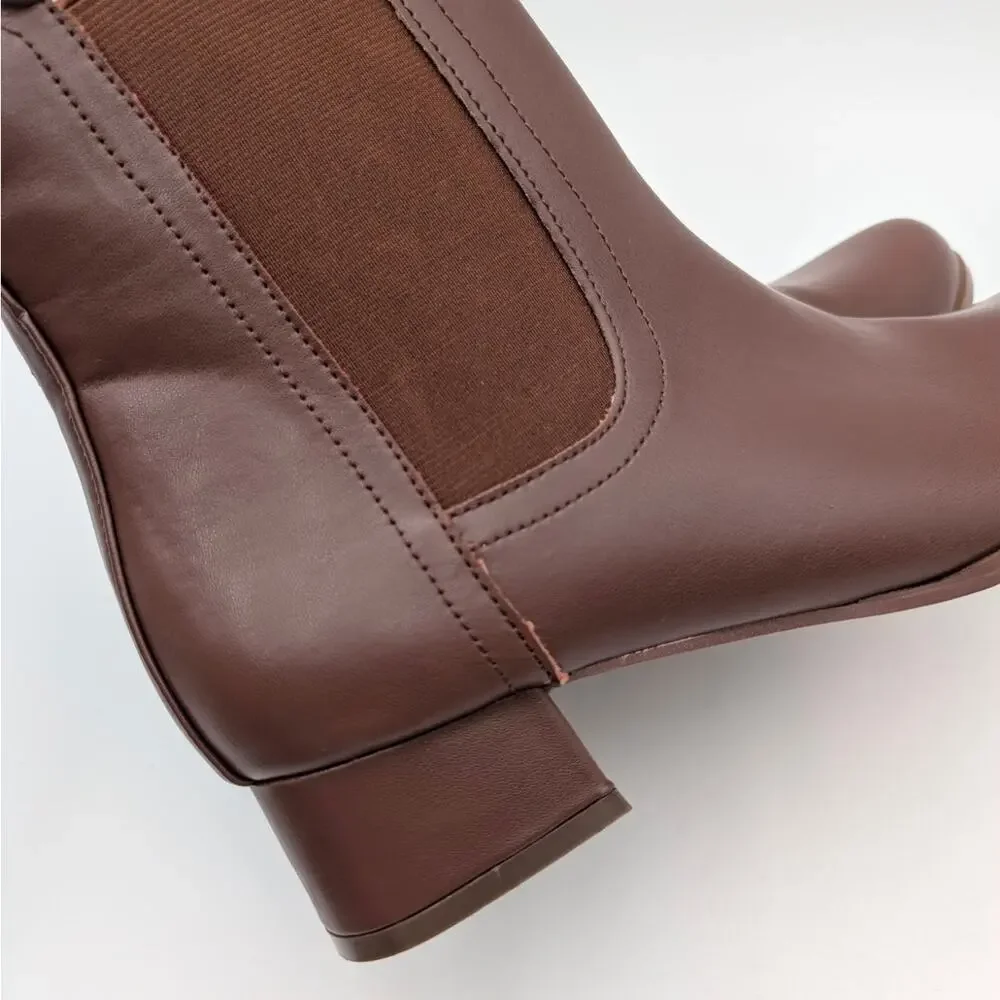 Chase + Chloe Junie Ankle Boots Elastic Panel Women's Cognac Brown Sz US8.5 EU39